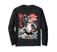 Japanese Cat Art Monster Wave Funny Cat For Men Women Kids Manga Larga