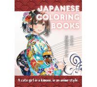 Japanese coloring books: A cute girl in a kimono in an anime style.
