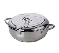 Japanese Deep Fryer Pot,Stainless Steel Frying Pot with Thermometer and Oil Drip Drainer Rack,for French Fries,Shrimp,Chicken (A)