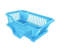 Japanese Drain Bowl Rack for Kitchen Dishes and Chopsticks Drain Rack Plastic Bowl Rack for Storage Single Layer Bowl Rack Escurreplatos Negro (Azul, Talla única)