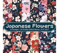 Japanese Flower Scrapbook Paper Craft Pad: 12 Floral Designs, 24 Double-Side Sheets Printed on 8.5"x8.5" Sized Paper With Premium Color. Perfect for ... Gift Wrapping, Collage, Cardstock, Album Etc.