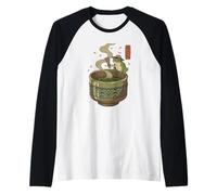 Japanese Frog Matcha Tea Time Té Verde Ukiyo-e Cottagecore Camiseta Manga Raglan