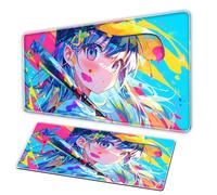 Japanese girl anime mouse pad XXL mousepad anti slip precision control game large mousepad suitable for office laptop game desk pad Computer deskmat (A, 900-400-3C)