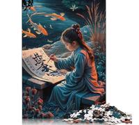 Japanese Girl Lettering Rompecabezas Imposible,desafío para Adultos Entretenimiento Creativo 1000 Piezas Obra De Arte De Juego De para Adultos Y Niños 1000pcs (40x28cm)
