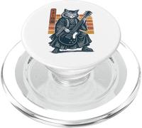 Japanese Guitar Cat Samurai Retro Electric Guitar Vintage PopSockets PopGrip para MagSafe