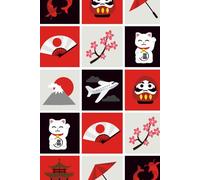 Japanese Icons Eki Stamp Collecting Notebook Yellow 6x9 100 Blank Pages With A Small Section To Add Details Pad For Scrapbooking or Illustration