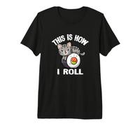 Japanese Kawaii Kids How I Roll Sushi Gray Tabby Cat Lover Camiseta Premium