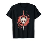 Japanese Kumiho Fox Design Japan Kitsune Mask with Katana Camiseta