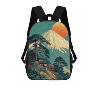 Japanese Landscape with Mountain And Temple Mochilas Impresas En 3D Para Niños, Mochila Escolar, Mochila Informal Para Exteriores, Mochila Informal De Moda Para Niños, Lindas Bolsas De Viaje 17inch