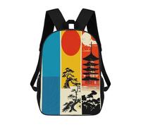 Japanese Landscape with Pagoda And Trees Mochilas Infantiles Impresas En 3D, Mochilas De Moda Informales, Mochilas De Viaje Bonitas, Mochilas Informales Para Exteriores Para Niños Y Niñas 17inch