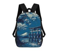 Japanese Landscape with Torii Gate And Mountain Mochila Escolar Mochilas Escolares Para Niñas Y Niños Mochila Con Bolsillo Mochila Escolar De Moda Para Niños 17inch