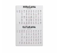 Japanese Language Learning Poster, Hiragana Katakana Alphabet Chart Canvas Wall Art for Beginners, Gift for Japan Enthusiasts(Framed,08x12inch(20x30cm))