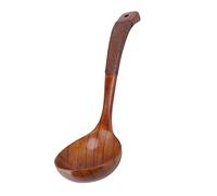 Japanese Long Curved Handle Wooden Soup Spoon, Large Round Cooking Spoon, Natural Nanmu Kitchen Cookware with Glossy Non - Scratch Surface for Soup Curry Stirring and Serving (Tipo 1)