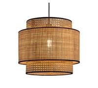 Japanese Pendant Creative Personality Wicker Lampshade Chandeliers Restaurant Weaving Bamboo Art Hanging Light for Living Room Bedroom, E27 Base Lamp(11.8in)