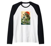 Japanese Raccoon with Funny Animals, Raccoonzilla Graphic Camiseta Manga Raglan