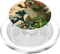 Japanese Raccoon with Funny Animals, Raccoonzilla Graphic PopSockets PopGrip para MagSafe
