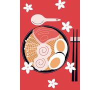 Japanese Ramen Red Eki Stamp Collecting Notebook 6x9 100 Blank Pages With A Small Section To Add Details Pad For Scrapbooking or Illustration