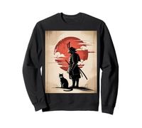 Japanese Samurai and Cat Vintage Rising Sun Art Sudadera