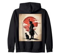 Japanese Samurai and Cat Vintage Rising Sun Art Sudadera con Capucha