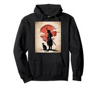 Japanese Samurai and Cat Vintage Rising Sun Art Sudadera con Capucha