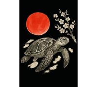 Japanese Sea Turtle Dot Grid Notebook - Minimalist Sumi-e Art with Red Sun and Cherry Blossoms (Japanese Animals Series): 120 Dot Grid Pages, 6x9, ... for Bullet Journaling and Creative Notes