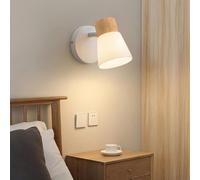 Japanese Simple Log Wall Light Cream Wood Glass Sconce E26 E27 Base Study Bedroom Bedside Hotel Corridor Aisle Eye Protection Lighting Decorative Lamp