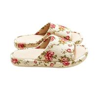 Japanese Slippers for Women Linen Open Toe Non-Slip Memory Foam Bedroom Slippers Women's Tatami Straw House Shoes Ladies Non Slip Washable House Indoor Outdoor Sliders Hospital Travel Sleepers Shoes