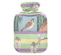 Japanese Spring Sparrow Lively - Botella de agua caliente para agua caliente con cubierta suave, bolsas de agua caliente de 1 litro para calentador de cuello y hombros