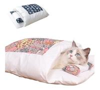 Japanese Style Cat Beds,Self Warming Cat Bed,Cute Kitten Puppies Sleeping Bag Cave Bed with Pillow Mat,Washable Pocket Pet Bed Cat Nest Snuggle Sack for Indoor Outdoor Pets (Pink Cat, X-Large)