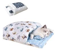 Japanese Style Cat Beds,Self Warming Cat Bed,Cute Kitten Puppies Sleeping Bag Cave Bed with Pillow Mat,Washable Pocket Pet Bed Cat Nest Snuggle Sack for Indoor Outdoor Pets (Navy Blue, X-Large)