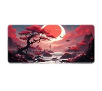 Japanese Style Nature Landscape Mouse Pad Non-Slip Rubber Gaming Keyboard Mousepad with Stitched Edges for Home Office