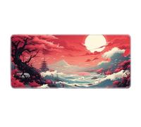 Japanese Style Nature Landscape Mouse Pad Non-Slip Rubber Gaming Keyboard Mousepad with Stitched Edges for Home Office