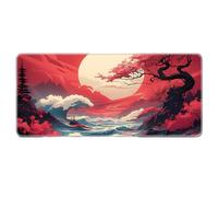 Japanese Style Nature Landscape Mouse Pad Non-Slip Rubber Gaming Keyboard Mousepad with Stitched Edges for Home Office