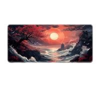 Japanese Style Nature Landscape Mouse Pad Non-Slip Rubber Gaming Keyboard Mousepad with Stitched Edges for Home Office