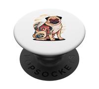 Japanese Style Pug Tattooed Chinese Pugs Tattoo PopSockets PopGrip Adhesivo