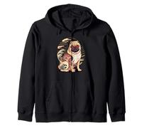 Japanese Style Pug Tattooed Chinese Pugs Tattoo Sudadera con Capucha