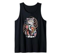 Japanese Style Scottish Fold Tattooed Coupari Tattoo Camiseta sin Mangas