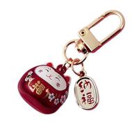 Japanese Styles - Llavero con diseño de gatos de dibujos animados, diseño de campanas de metal, figura de animales, bolsa de regalo con campanas, Red, One Size