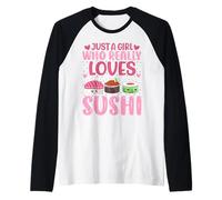 Japanese Sushi Lover - Just a Girl Who Really Loves Sushi Camiseta Manga Raglan