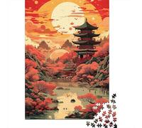 Japanese Temple Rompecabezas para Adultos Sakura Landscape Decor 1000 Piezas Papel Reciclado para Adultos Rompecabezas Extremadamente Difícil Y Desafiante 70x50cm/1000pcs