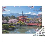 Japanese Temple-Traditional Architecture Style Adult Challenging Jigsaws Japanese Garden with Pagoda for Adults Teens & Seniors Great Gift 52x38cm/1000pcs
