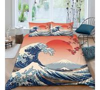 Japanese ukiyo-e style Funda de Edredón Microfibra Suave 3 Piezas Compuesto Estampado 3D Japanese ukiyo-e estilo Funda Edredon con Fundas de Almohada Lavables Suave for jóvenes Double（200x200cm）