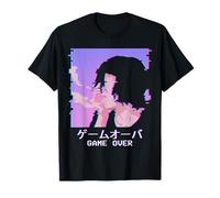 Japanese Vaporwave Aesthetic Anime Boy Lofi EMO Game Over Camiseta