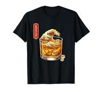 Japanese Vintage Whiskey Wave Art Retro Illustration Camiseta