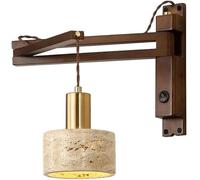 Japanese WABI-sabi Natural Stone Lamps Creative Personality Foldable Light with E26/E27 Base Solid Wood Sconces for Hotel Entrance Background Wall Bedroom Clothing (Style