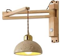 Japanese WABI-sabi Natural Stone Lamps Creative Personality Foldable Light with E26/E27 Base Solid Wood Sconces for Hotel Entrance Background Wall Bedroom Clothing (Style