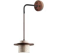 Japanese WABI-sabi Style Natural Stone Wall Lamps Creative Vintage Beige Wall Light with E26/E27 Base Solid Wood Wall Sconces for Home Decoration Living Room Corridor Coffee Shop(Style 1)