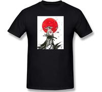 Japanese Warrior Print T Shirts Men Graphic Funny Cotton Summer Like Tops Casual Designer Tees Anime T Shirt T-Shirt Black S