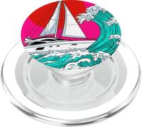 Japanese Wave Sailboat Sailing Boating Club Sailor PopSockets PopGrip para MagSafe