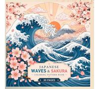 Japanese Waves Coloring Book for Adults | Sakura Zen Coloring Pages | Relaxing Printable Coloring Book | Stress Relief Art